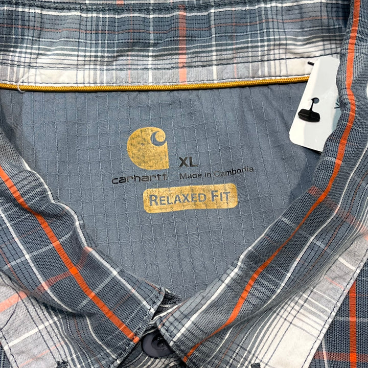 중고 의류 Carhartt/Carhartt/Button-Down 짧은 슬리브 셔츠/점검 패턴/리메이크/크기 XL