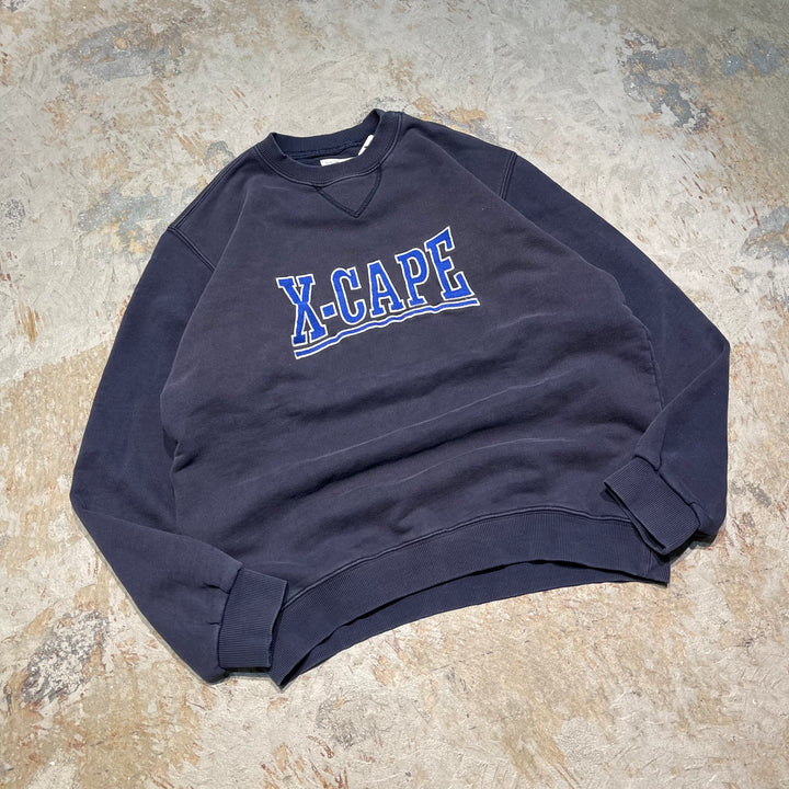 #4128 古着 X-CAPE/Crew Neck College Sweat/クルーネックカレッジスウェット/刺繍/サイズXL