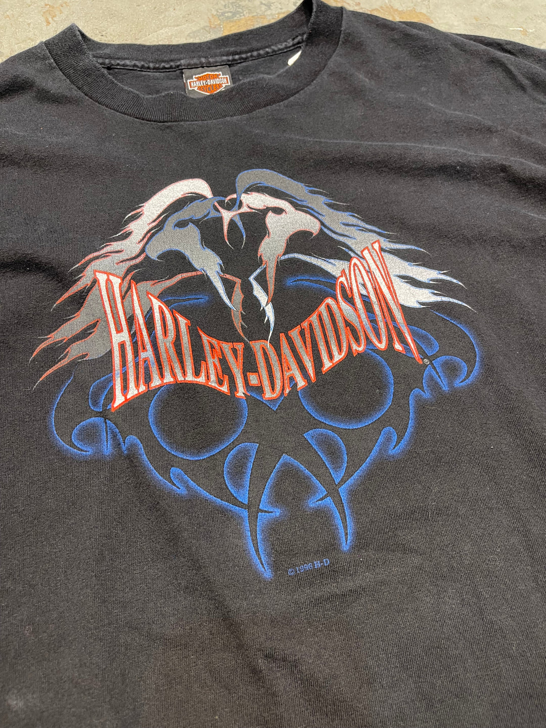 #MA163 古着 USA製 96's Harley-Davidson /ハーレー ダビッドソン / BEAVER DAM / ウィスコンシン州 / シングルステッチ ヴィンテージ Tシャツ / サイズXL