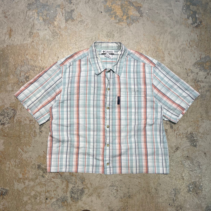 중고 의류 Columbia/ Columbia/ Short Sleeve Shirt/ Checkered Pattern/ Remake/ Size M