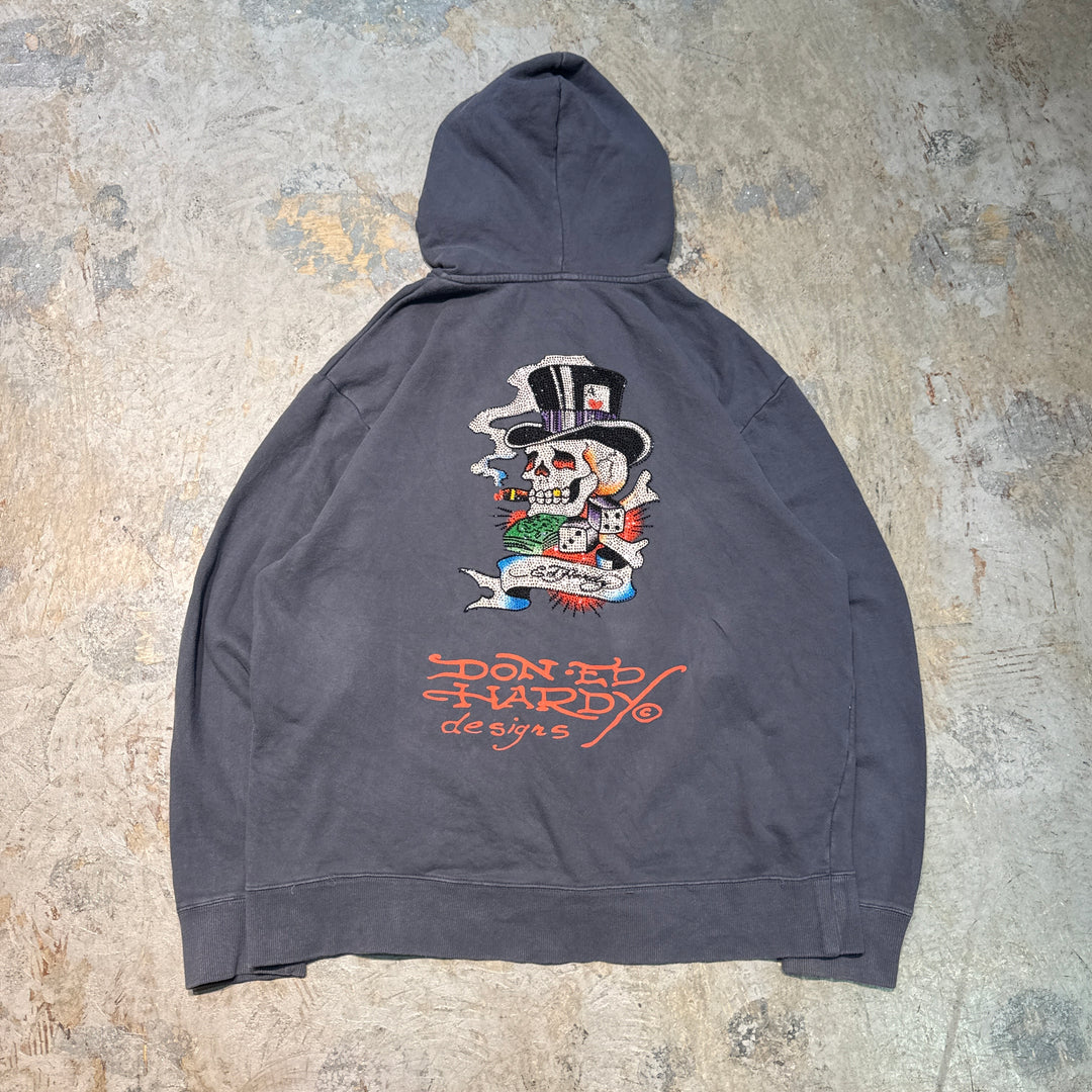 古着 Ed Hardy/エドハーディー/ ジップアップパーカー/サイズXL