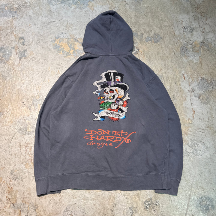 古着 Ed Hardy/エドハーディー/ ジップアップパーカー/サイズXL