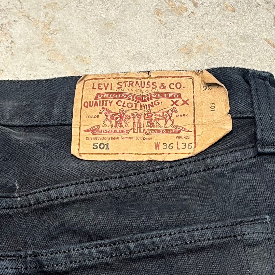 #4437 古着 Levi's/リーバイス/Black Denim Pants/ブラックデニムパンツ/501/MADE IN Spain/サイズ36×36