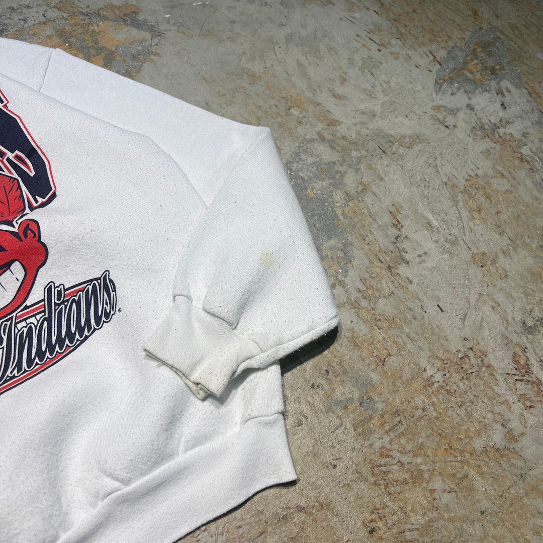 #3902 古着/97's TULTEX/タルテックス/Crew Neck Print Sweat Shirt/クルーネックプリントスウェット/1997 American League CHANPIONS/World Series/Indians /MLB/サイズL