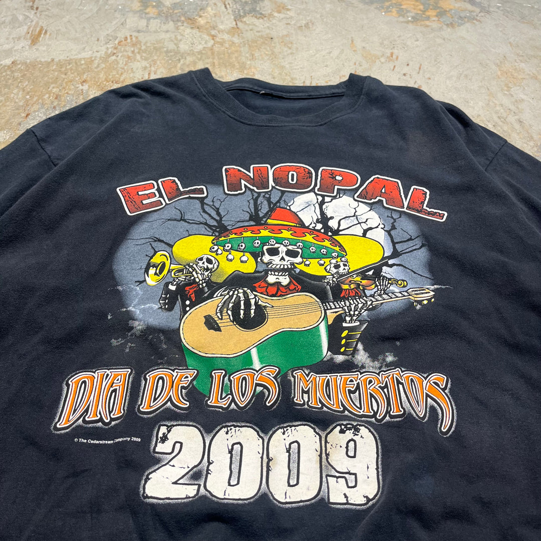 古着 死者の日/2009年/el nopal/メキシコ料理屋/企業系/プリントTシャツ/サイズXL相当