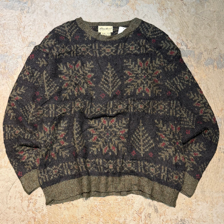古着 90's~ Eddie Bauer/ エディーバウアー/ クルーネックウールニットセーター/ サイズL