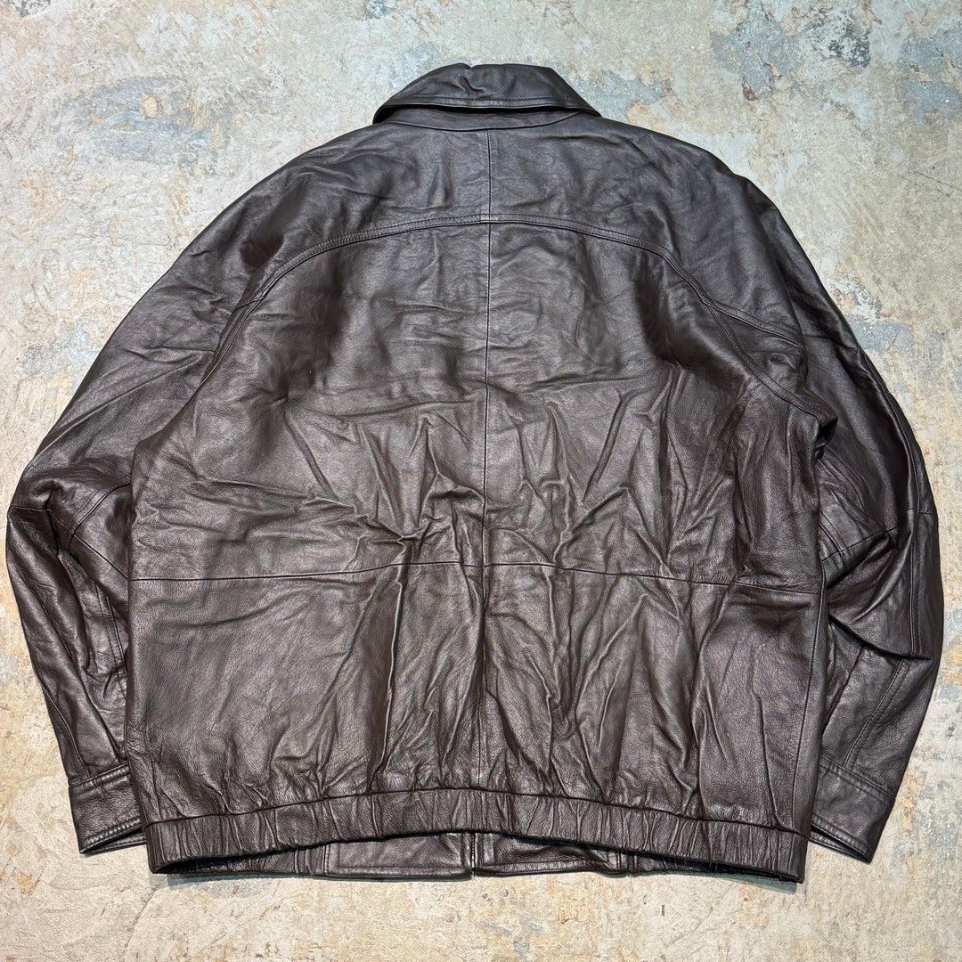 古着 ST.JOHN'S BAY/ セントジョーンズベイ/本革ジップアップレザージャケット/ 牛革/ サイズXL