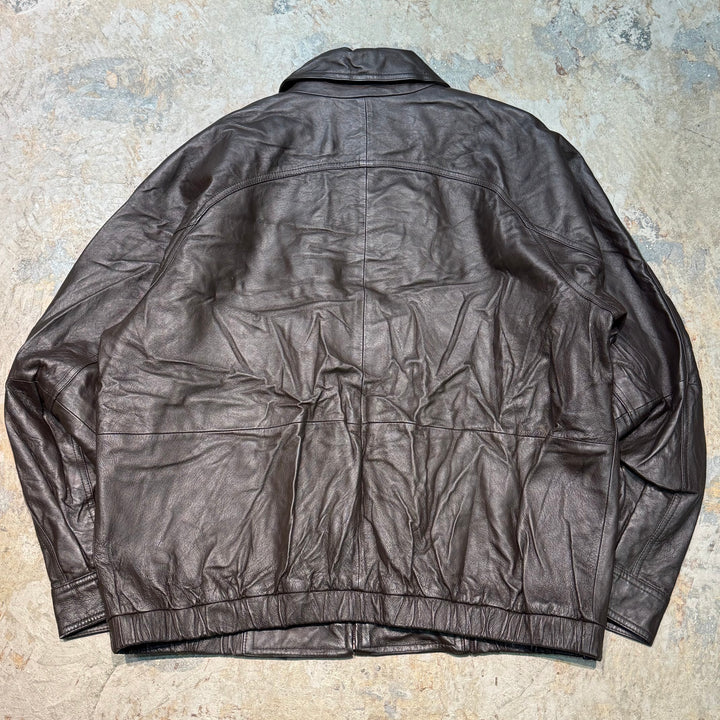 古着 ST.JOHN'S BAY/ セントジョーンズベイ/本革ジップアップレザージャケット/ 牛革/ サイズXL