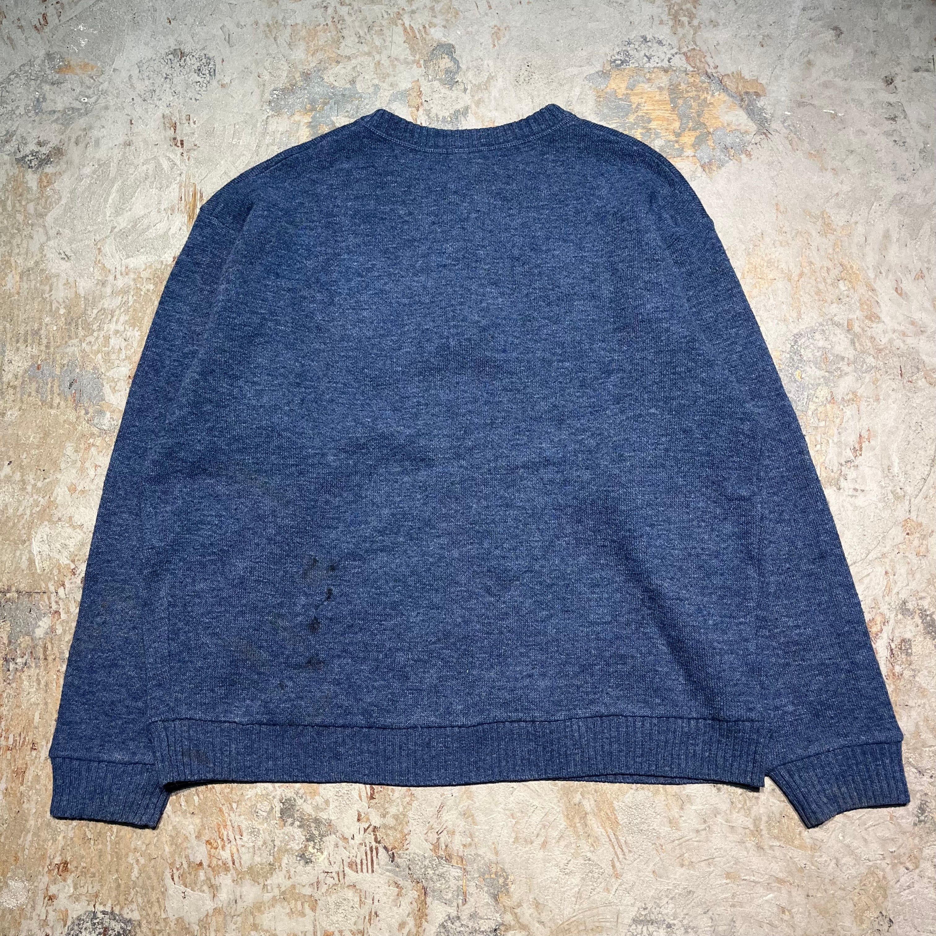 L.L.Beanヘンリーネック ウールニット ネイビー M 古着 エルエルビーン 3382 L.L.Bean/エルエルビーン/Henry neck knit/ヘンリーネックニット