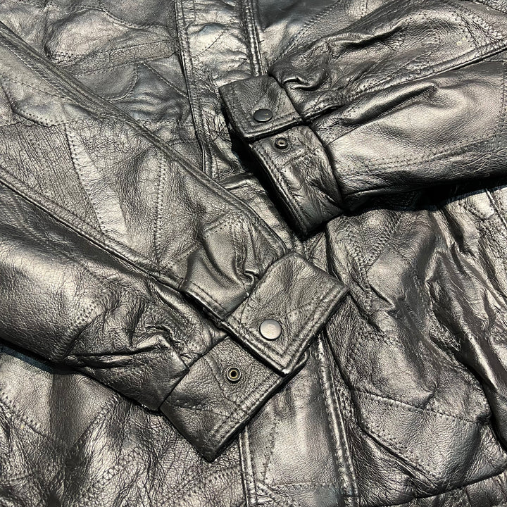 #1855 Unknow old clothes/Leather jacket/full zip leather jacket/size Ⅿ