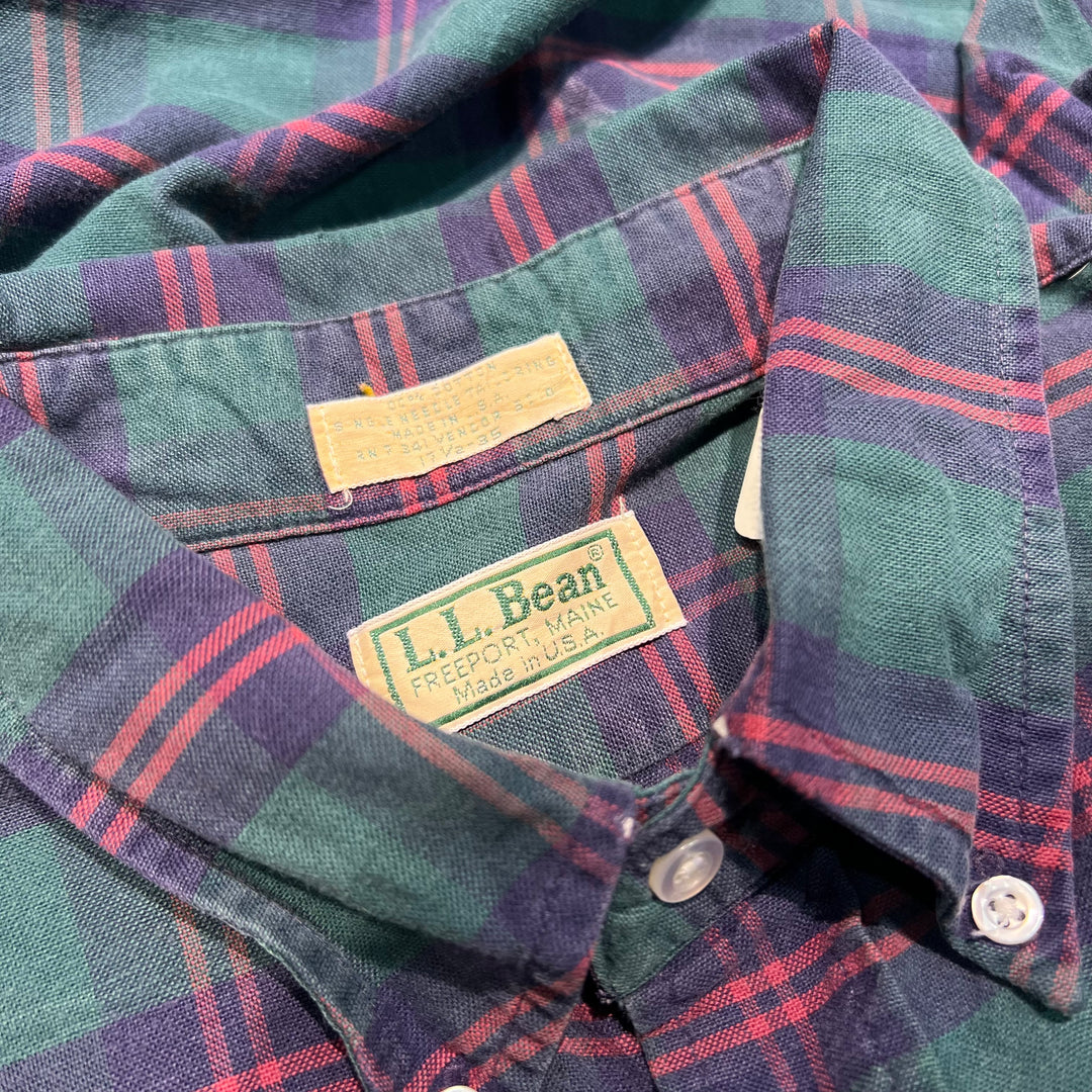 古着 90's USA製 L.L.Bean/エルエルビーン / 長袖ボタンダウンシャツ/ チェック柄 / サイズXL