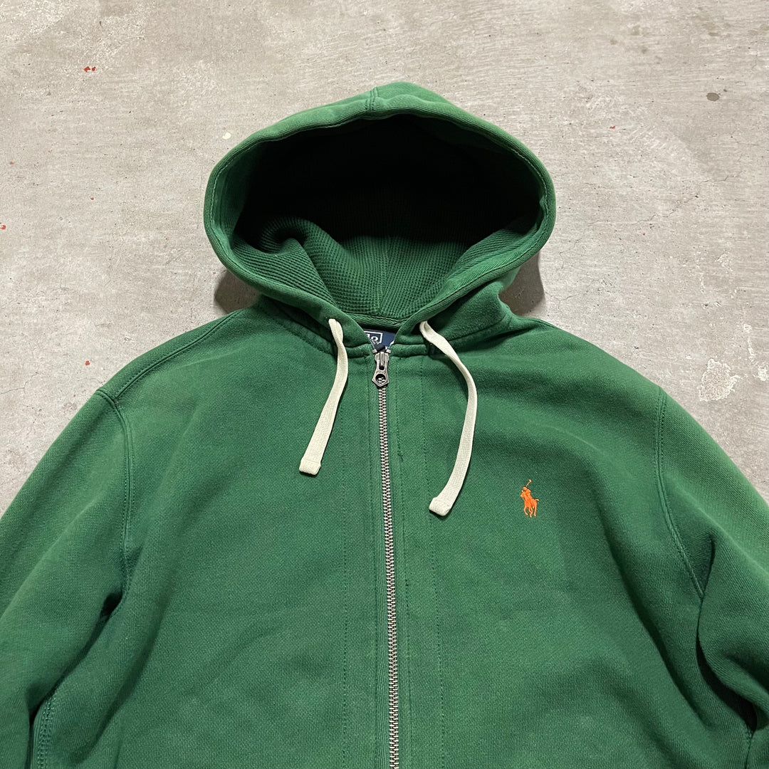 #3824 古着 POLO Ralph Lauren/ポロラルフローレン/Zip Up Hoody / ジップパーカー / フード裏地サーマル/reverse weaveタイプ/サイズL