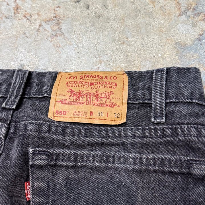 미국에서 만든 중고 의류 95의 Levi 's / Levi's / Black Denim 바지 / 550 / 실제 크기 33 x 31