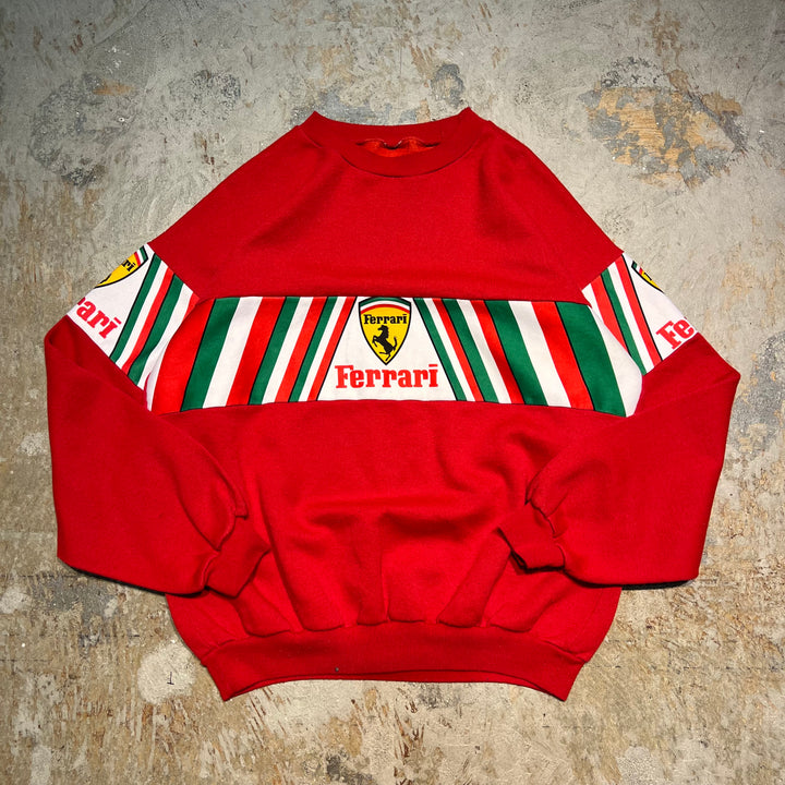 #3911 古着 Crew Neck Switching Sweat Shirt/クルーネックスイッチングスウェット/Ferrari/フェラーリ/サイズL相当