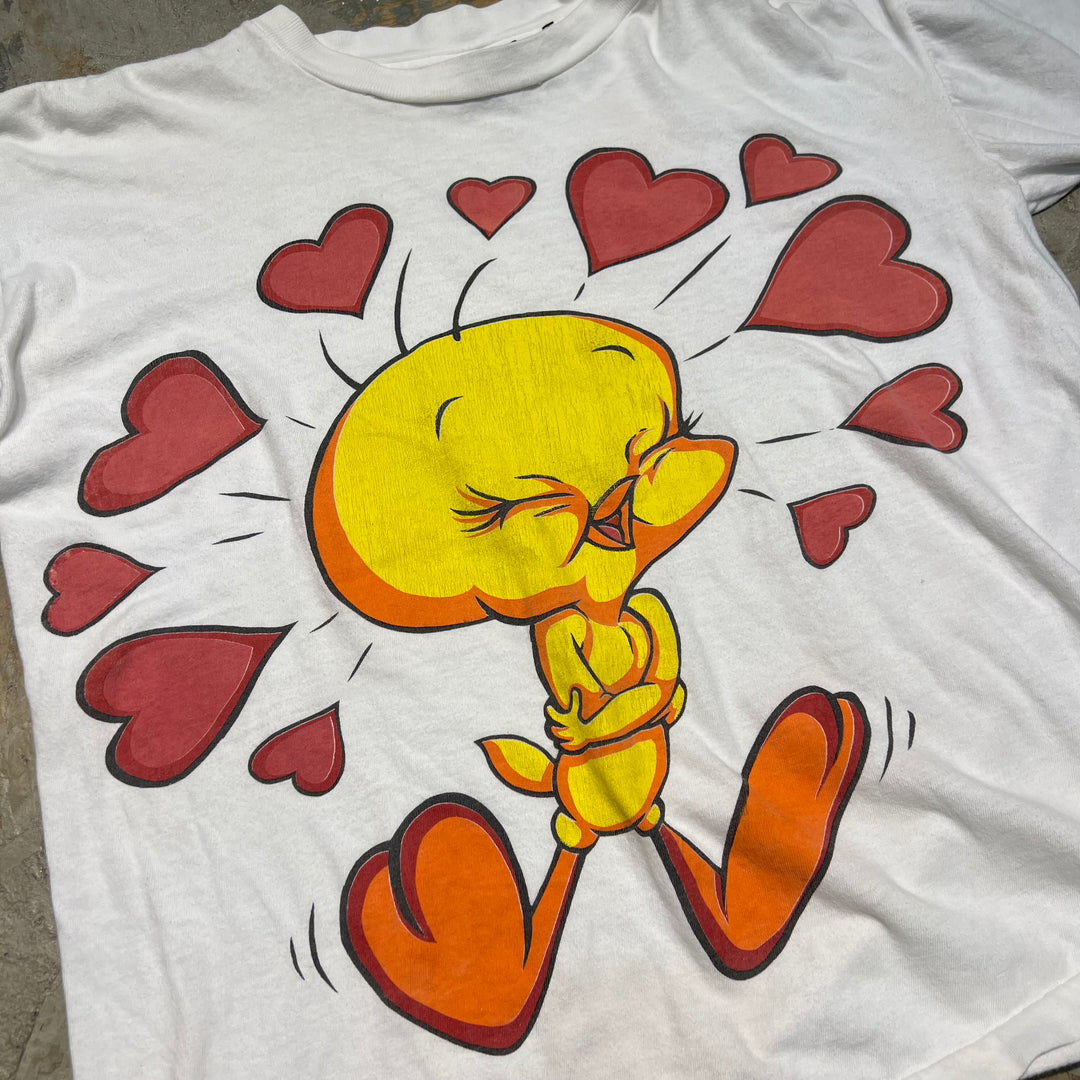 古着 90's ワーナーブラザーズ / トゥイーティー / ヴィンテージ シングルステッチ 大判プリントTシャツ/サイズM