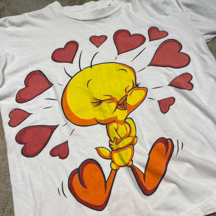 古着 90's ワーナーブラザーズ / トゥイーティー / ヴィンテージ シングルステッチ 大判プリントTシャツ/サイズM