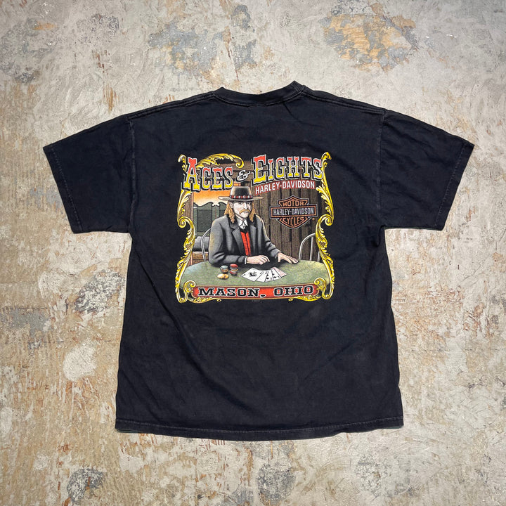 古着 USA製 Harley-Davidson/ハーレー ダビッドソン / ACE & EIGHTS / オハイオ州 メーソン ストア / プリントTシャツ / サイズL