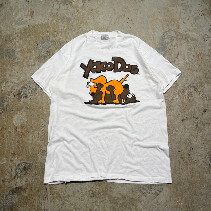 古着 USA製 92s ヘインズ/YACO DOG/犬/エロ/ヴィンテージ シングルステッチ プリントTシャツ/サイズL