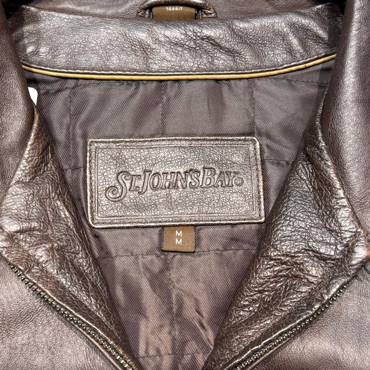 古着 ST JOHN'S BAY/セントジョンズベイ/ジップアップレザージャケット /サイズM