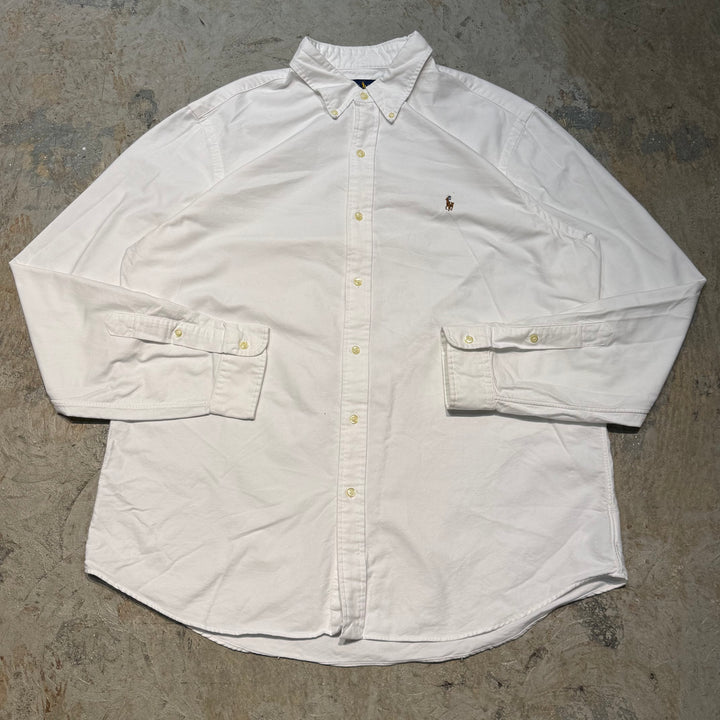 古着 POLO by Ralph Lauren/ ラルフ ローレン/ ボタンダウン長袖シャツ/ 無地/ サイズXL