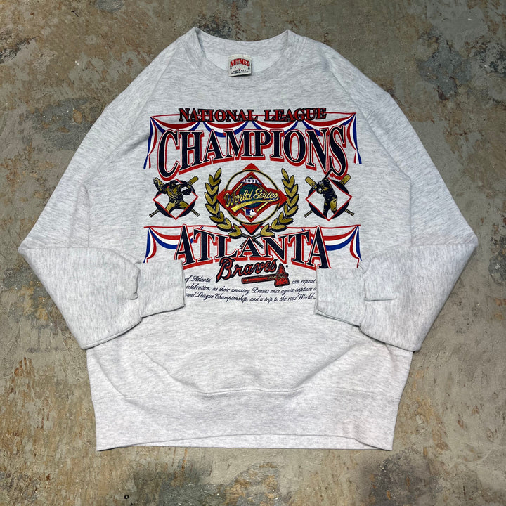 #3923 古着 NUTMEG /Crew  Neck Sweat Shirt/クルーネックスウェット/92 champions atlanta/MLB/MADE IN U.S.A/サイズM