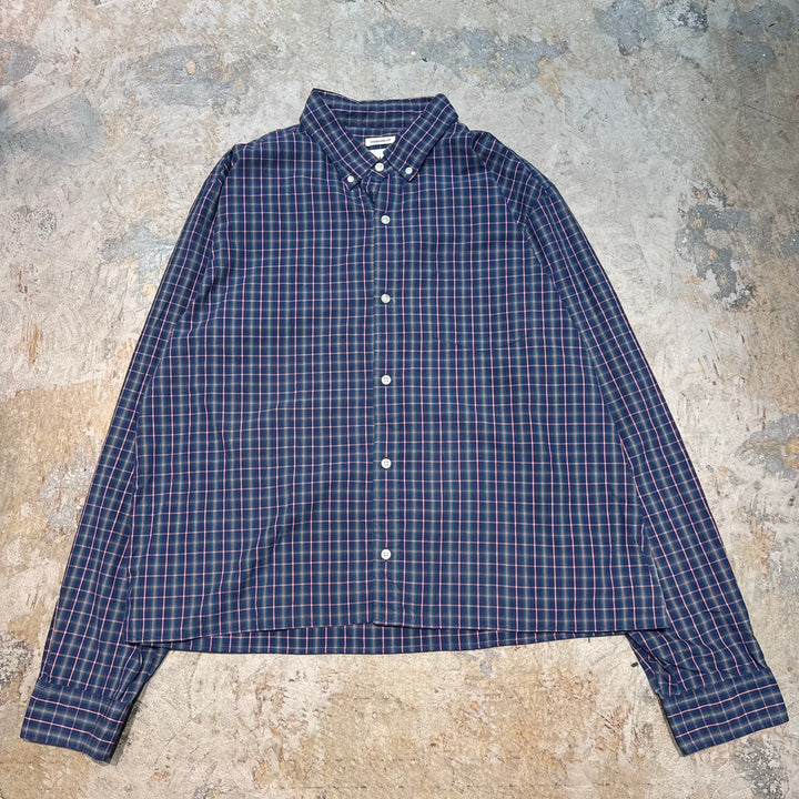 古着  GAP/ ギャップ/ ボタンダウン長袖シャツ/ チェック柄/ リメイク/ サイズXL