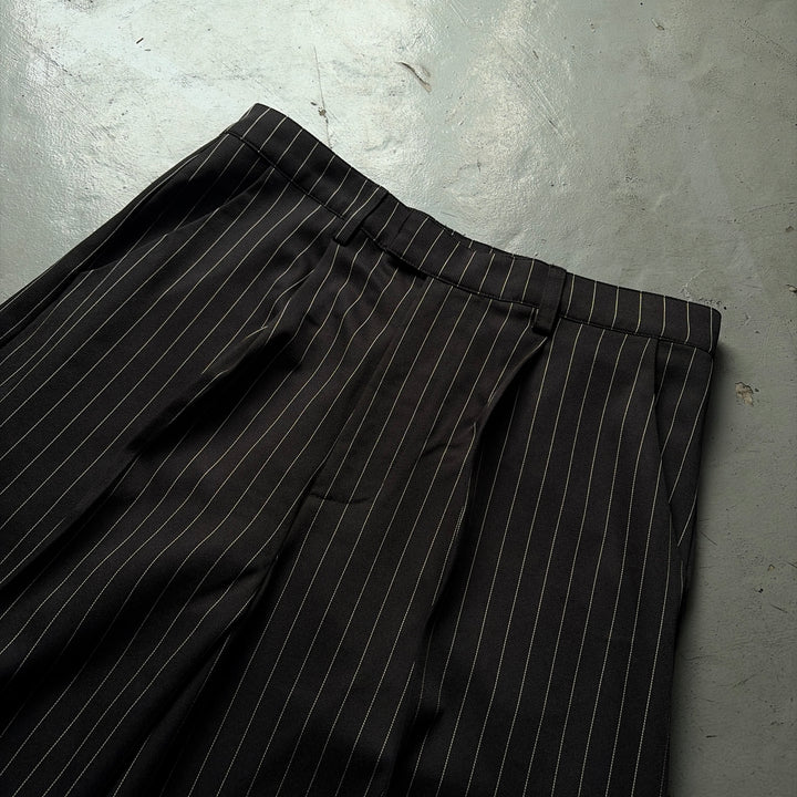 バギーロールアップワイドパンツ（ストライプ）