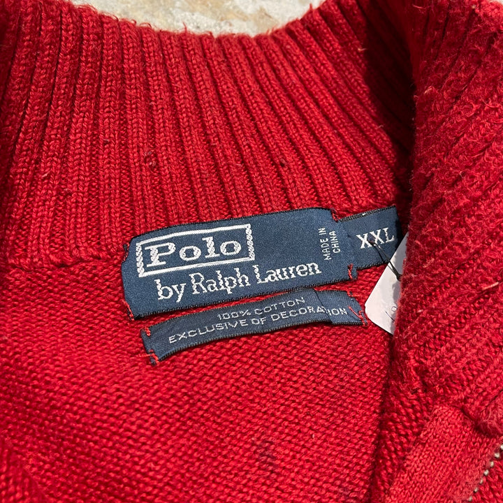 #3351 古着 Polo Ralph Lauren/ポロラルフローレン / Half Zip Cotton Knit Sweater/ハーフジップ コットンニット セーター / サイズXXL