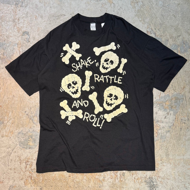 古着 USA製 70's〜80's USAVINTAGE/ スカルプリントTシャツ/ シングルステッチ/ サイズXL