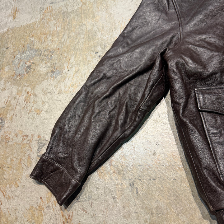 古着 USAVINTAGE/ジップアップレザージャケット/襟ボア/サイズM