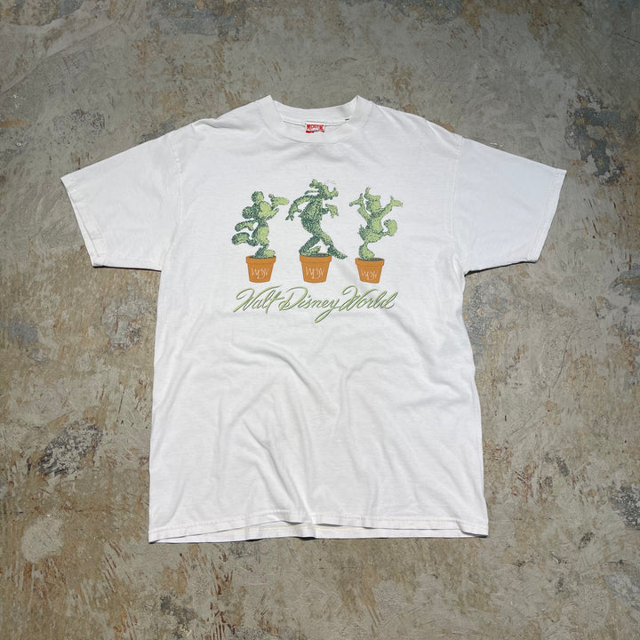 古着 USA製 90s〜 ディズニー/"flower pot"/ミッキー/グーフィー/ドナルド/ヴィンテージ シングルステッチプリントTシャツ/サイズL