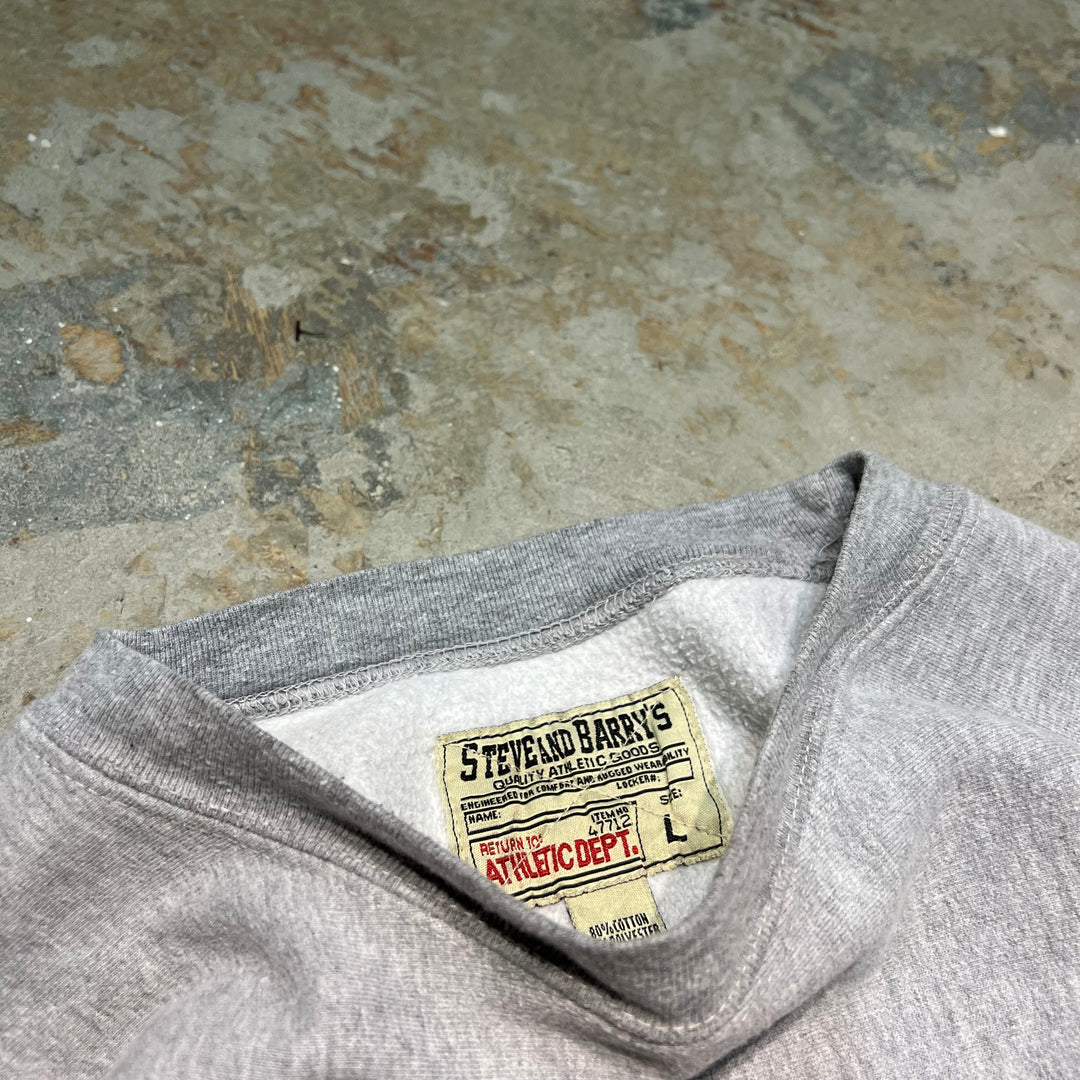 #3630 古着 STEVE AND BARRY'S/ Crew Neck Sweat Shirts/クルーネックスウェット /大判ロゴ刺繍/サイズL