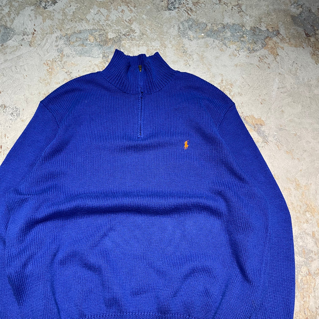 #3330 古着 Polo Ralph Lauren/ポロラルフローレン / Half Zip Cotton Knit Sweater/ハーフジップ コットンニット セーター / サイズXXL