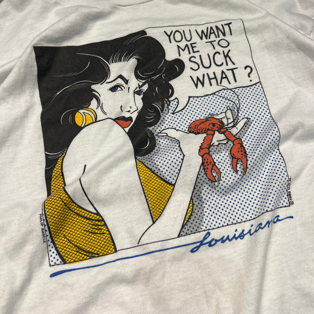 古着 80's~ USA製 アメコミ/"you want me to suck what?"/ヴィンテージ シングルステッチ プリントTシャツ/サイズXL相当