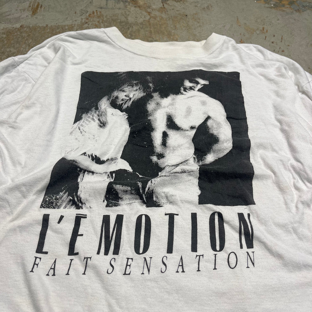 古着 L'EMOTION/FAIT SENSATION/ヴィンテージ シングルステッチ プリントTシャツ/サイズM-L相当