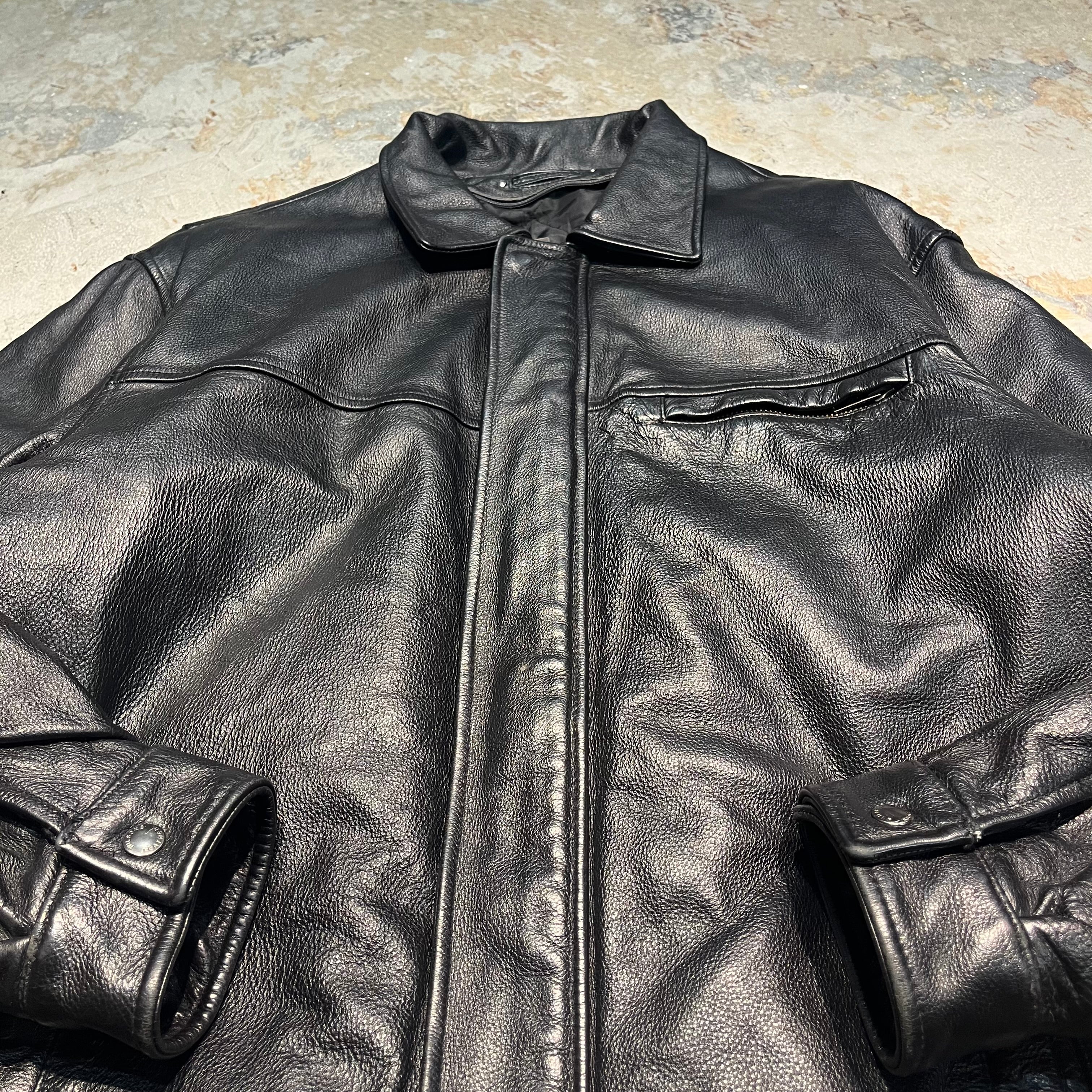 3448 古着 WILSONS LEATHER/ウィルソンズ/zip up lether jacket/ジップ