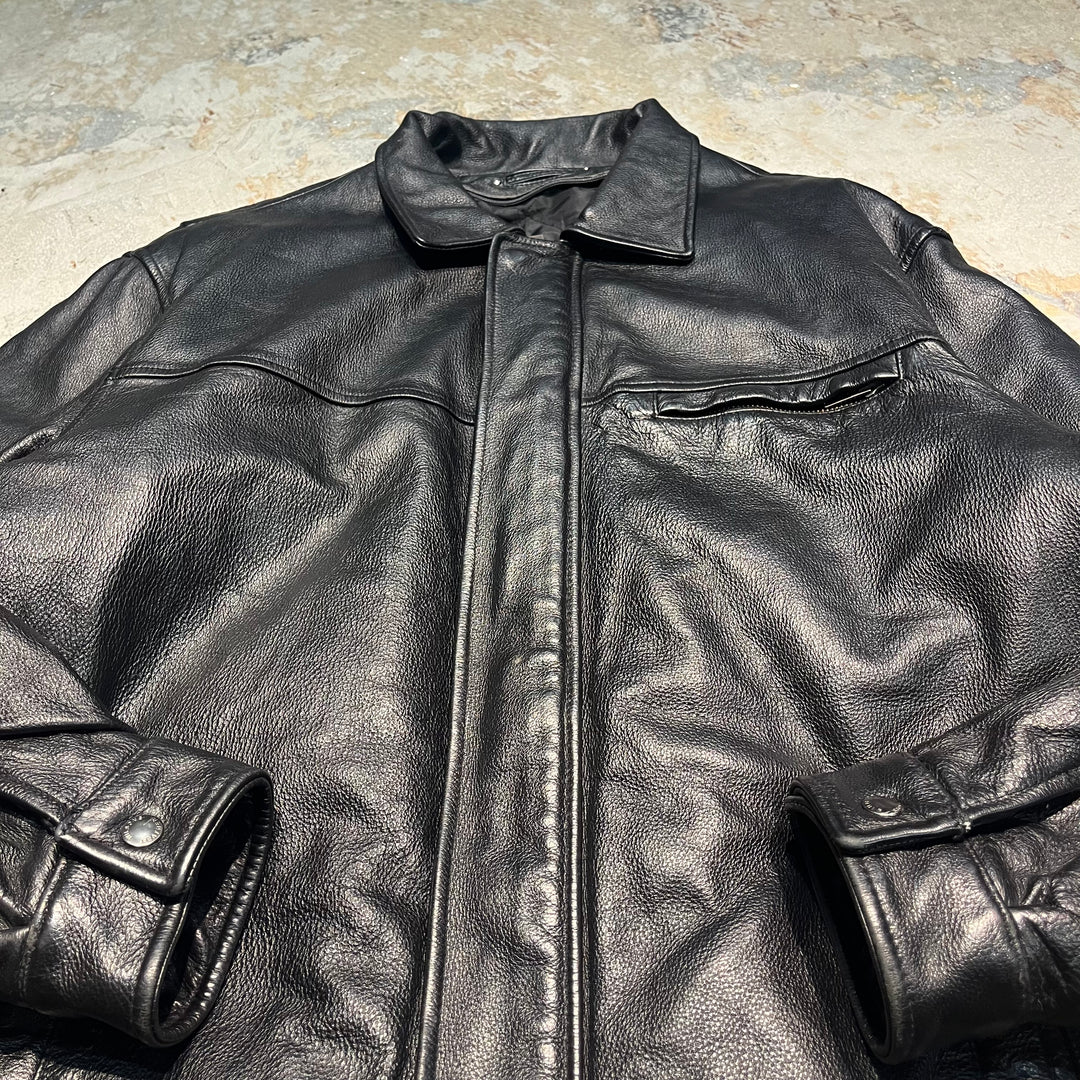 #3448 古着 WILSONS LEATHER/ウィルソンズ/zip up lether jacket/ジップアップレザージャケット/サイズXL