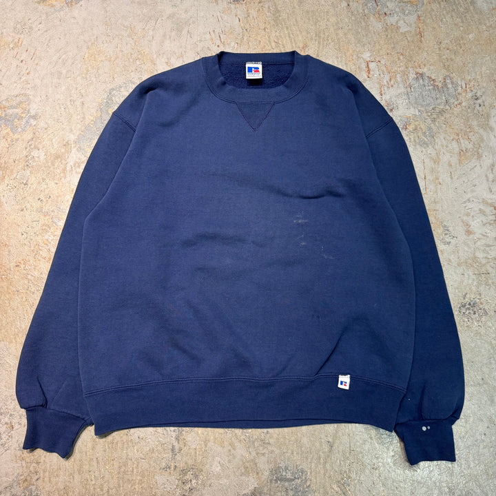 古着 USA製 90's~ RUSSELLATHLETIC/ ラッセル アスレチック/ クルーネックブランクスウェット/ 無地/ Vガゼット/ サイズL