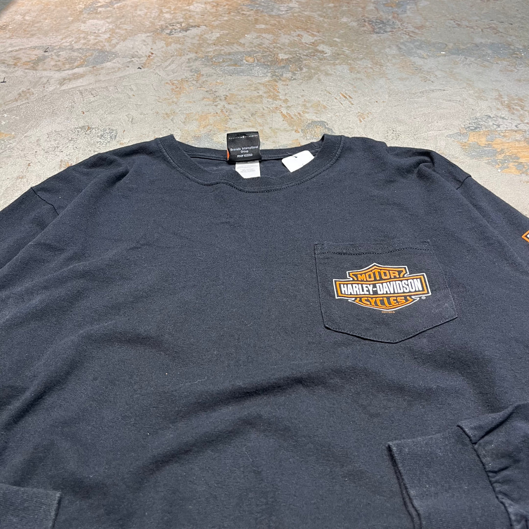 #4558 古着 19's Harley-Davidson/ハーレーダビッドソン/long sleeve print t-shirt Tee/長袖プリントTシャツ/サイズL