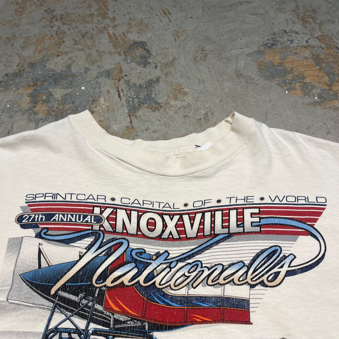 #4777 古着 87’s Knox ville IOWA レーシング大会/ヴィンテージ シングルステッチ Tシャツ/サイズXL相当