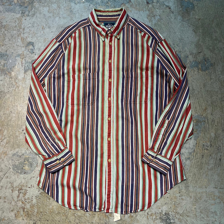 古着 Woolrich/ウールリッチ/ボタンダウン長袖シャツ/ストライプ柄/サイズL