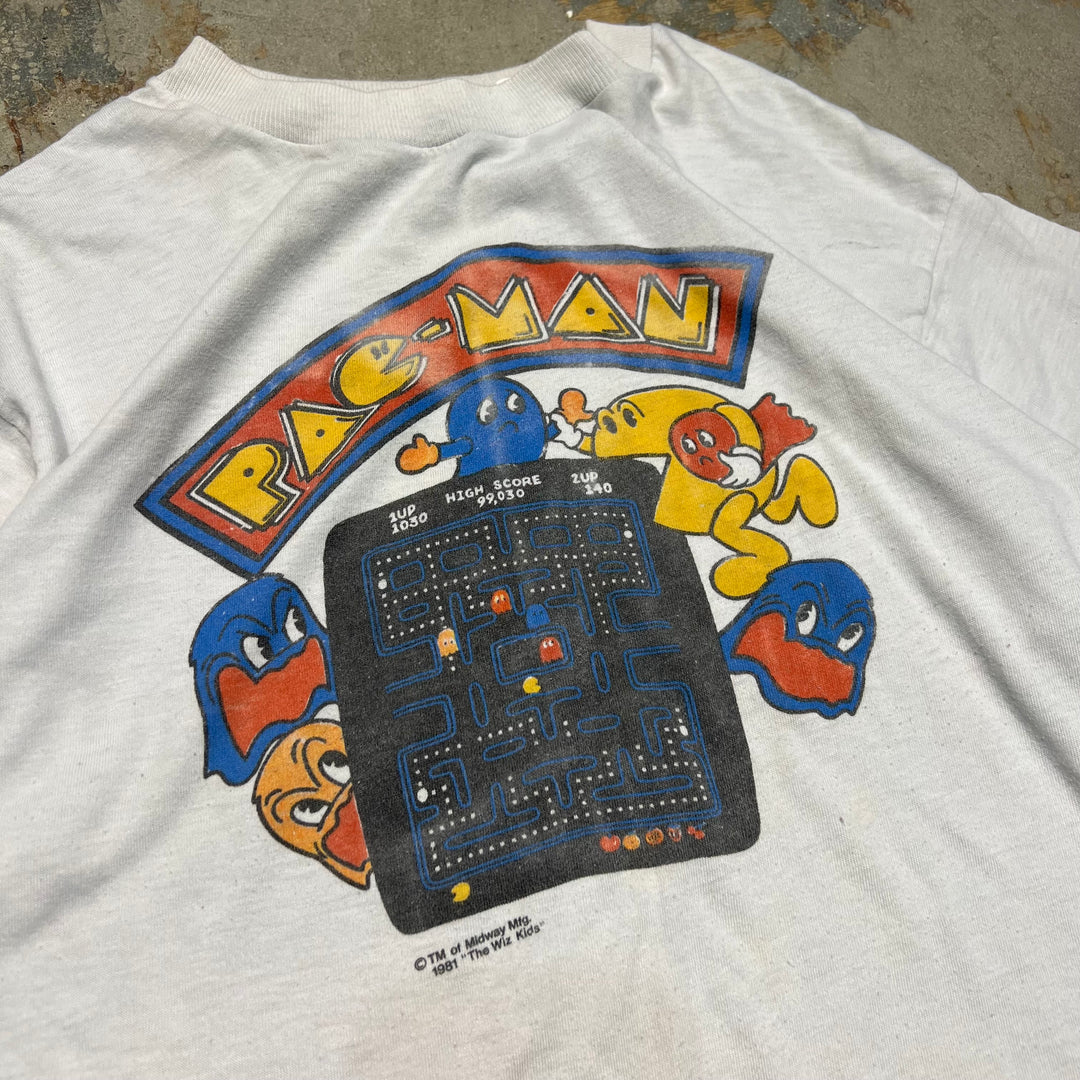 古着 USA製 80's PAC-MAN/パックマン/ヴィンテージ シングルステッチ プリントTシャツ/サイズL