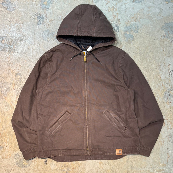 중고 의류 Carhartt/ Carhartt/ 후드 오리 재킷/ 오리 직물/ 퀼트 안감/ 크기 L