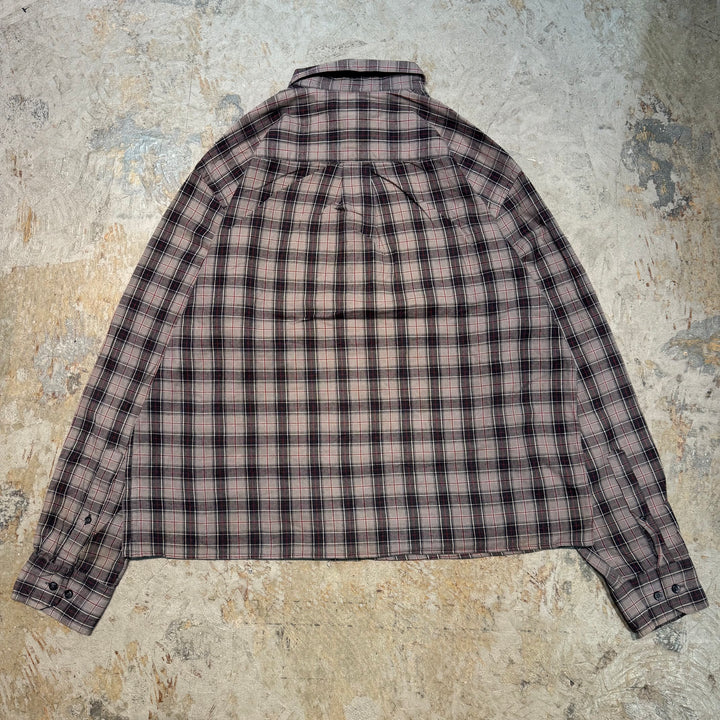 古着 St.JOHN'S BAY/ セントジョーンズベイ/ ボタンダウン短丈長袖リメイクシャツ/ チェック柄/サイズL