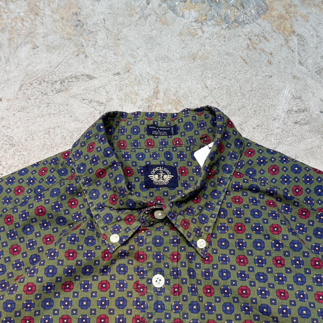 旧衣服DOCKERS/ DOCKERS/扣式短袖衬衫/总图案/尺寸L