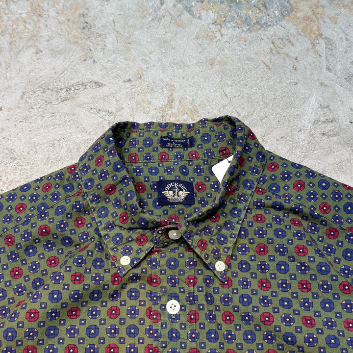 旧衣服DOCKERS/ DOCKERS/扣式短袖衬衫/总图案/尺寸L