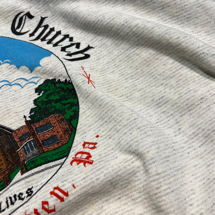 #3912 古着 Mock Neck Print Sweat Shirt/モックネックプリントスウェット/MADE IN USA/Christ Lutheran Church/サイズXXL