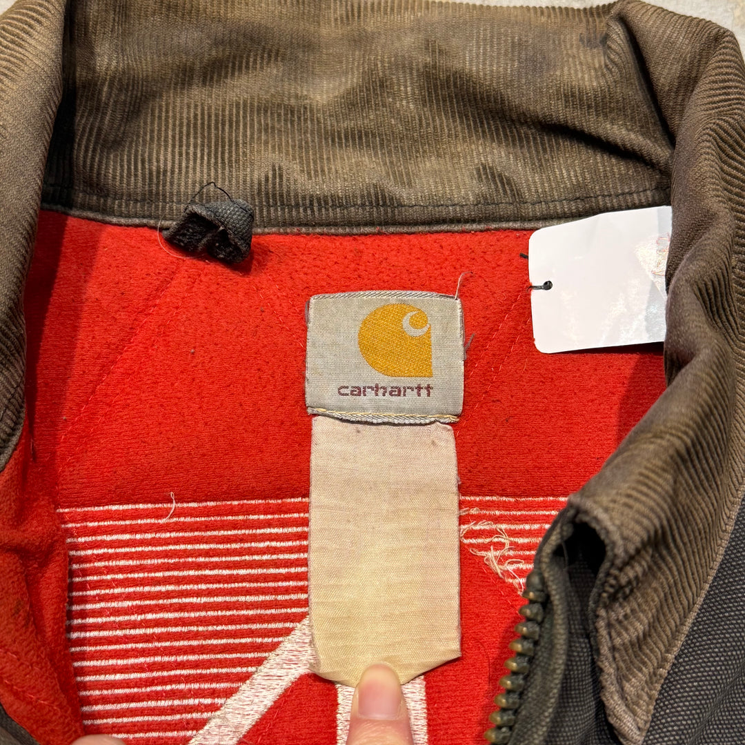 古着 Carhartt/ カーハート/ サンタフェジャケット/ ダック地/ 裏地キルティング/ 襟コーデュロイ/ 企業ロゴ/ サイズXL相当