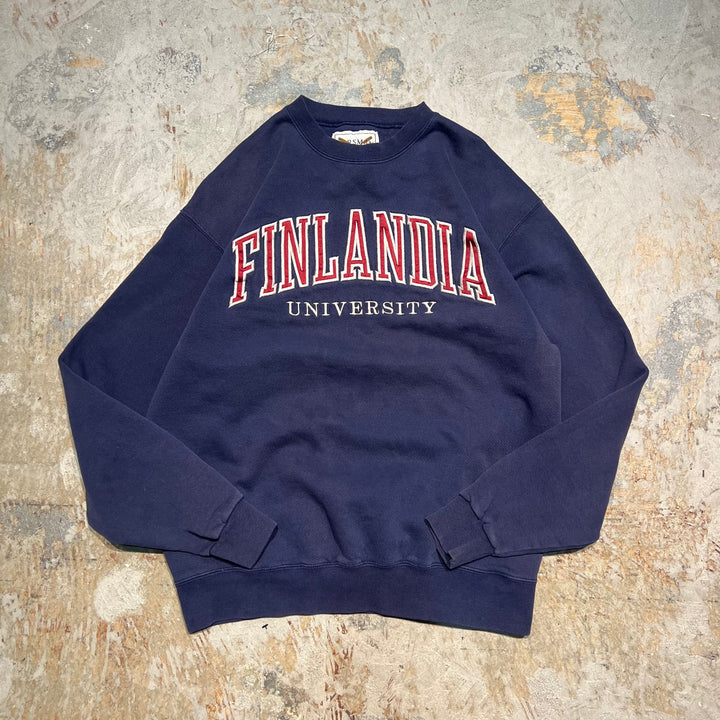 #3953 古着 unknow/Crew neck sweat/クルーネックスウェット/FINLANDIA UNIVERSITY/サイズL