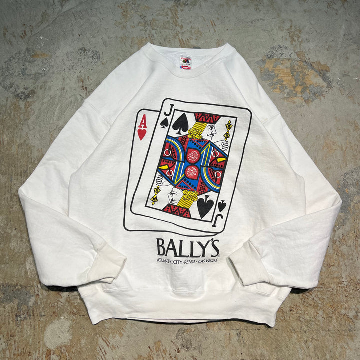 #3627 古着 FRUIT OF THE LOOM/フルーツオブザルーム / Crew Neck Sweat Shirts/クルーネックスウェット /USA製/大判プリント/BALLY'S ATLANTIC CITY・RENO・LASVEGAS/サイズL